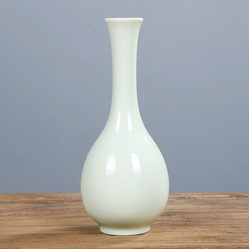 禅意花瓶白瓷玉净瓶白瓷玉净瓶花插长颈瓶细口桌面青瓷小花瓶观音瓶