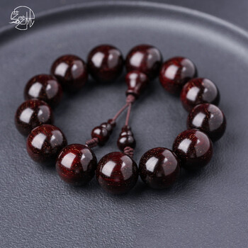 艺芝林 金星小叶紫檀手串玻璃底老料佛珠高油高密易包浆送礼首饰念珠 金星玻璃底 18mm*13颗 