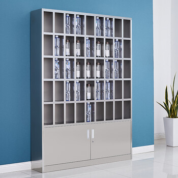 不锈钢水杯柜车间茶水柜工厂员工水杯放置架带锁杯柜多格储物柜子 45