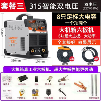 【工地明星315工业款】松勒电焊机小型家用逆变全自动工业级焊机 两用双电压手提式焊机 315六板机10米全套（金装8电容双电压）