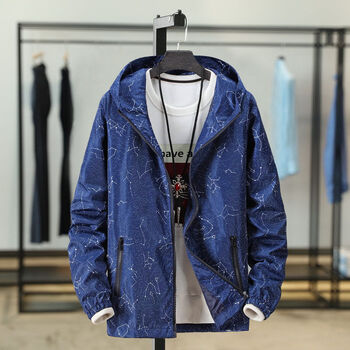 外套男夹克上衣韩版青年学生胖子200斤褂子810星空藏蓝色4xl建议180