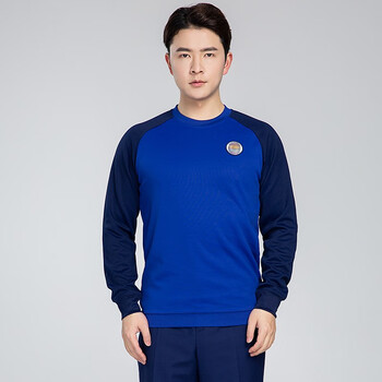 新款长袖体能服火焰蓝春秋套装训练服冬季加绒企业专职圆领作训衫