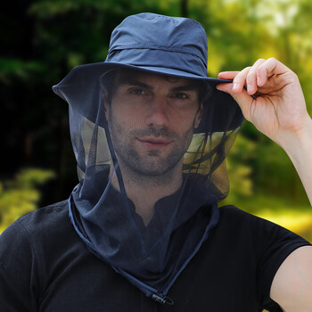 创京懿选户外防蚊头罩钓鱼防蚊帽户外男士遮蚊采蜂蜜养蜂人面罩帽防蜂