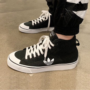 阿迪达斯男鞋女鞋防滑耐磨运动鞋三叶草高帮小白鞋帆布鞋休闲板鞋fw