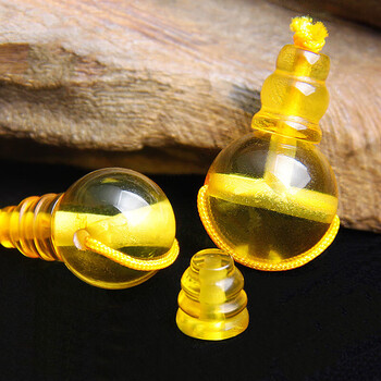 蜜蜡金珀三通佛塔佛头净水无暇蜜蜡圆珠佛珠手串配饰 11mm三通 佛塔