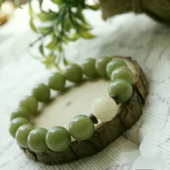 ζ美朗格η菩提根手串原创菩提子草木绿菩提根手串白菩提根雕莲花佛珠