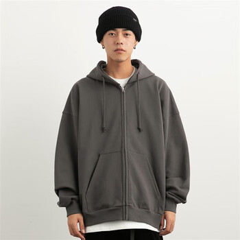 若奔theshy拉链开衫卫衣国潮日系cityboy连帽卫衣男春秋休闲外套黑色