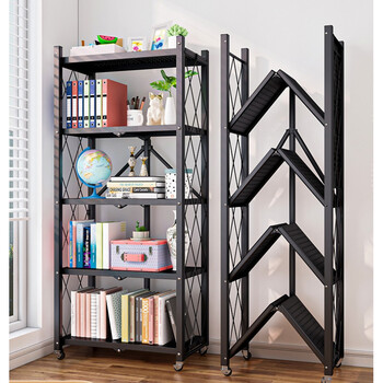 搁物架折叠落地简易客厅储物置物架卧室收纳小型可移动铁艺加粗加厚