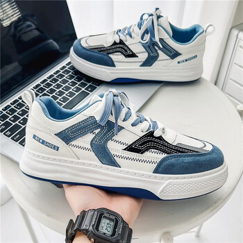 百搭帆布板鞋男双色鞋带厚底德训鞋学生白色运动鞋青少年帅气鞋子男