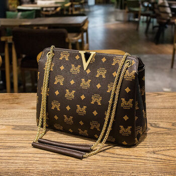 乔治香港品牌女包春夏季腋下包百搭链条包高品质字包印花包咖啡色m纹