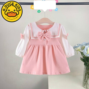 gduckkids小黄鸭女童连衣裙春装2024新款洋气一岁女宝宝春天裙子儿童
