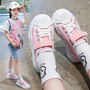 卡傲臻儿童低帮帆布鞋2023春秋季款运动鞋女童贝壳头休闲鞋男童软底