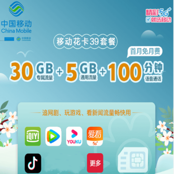 移動號碼39月租5g通用流量 30g 100分鐘 歸屬地---湖州