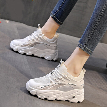 休闲鞋女内增高女鞋子透气网鞋跑步运动鞋软底小个子松糕坡跟旅游鞋
