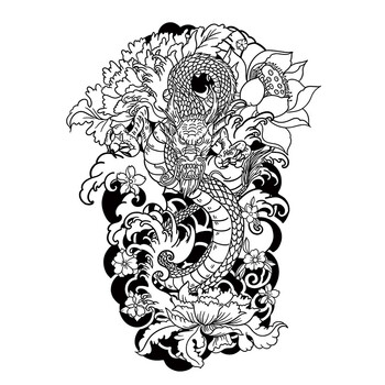 (nou61knight)草本图网红霸气纹身贴草本植物大图防水仿真男花胸 龙