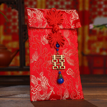 彩礼红包改口费结婚万元婚礼新婚布绸缎随礼 k03双喜祥龙图案 装500-1