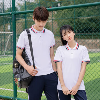 斐升 中学生夏季校服套装初中学生短袖班服纯色学院风毕业班高中生