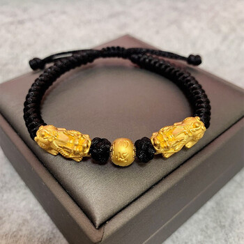 老凤凰黄金貔貅手链男999足金转运珠六字真言手绳送男友老公兄弟生日