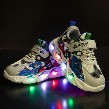 奥特曼童鞋男童春秋款带灯发光儿童运动鞋中大童时尚透气网鞋秋天小