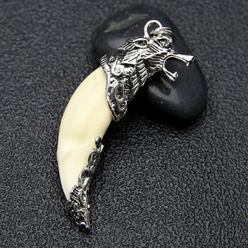 狼牙吊坠骨质真牙男士项链本命年护身符黑狗牙潮男饰品礼物 4号