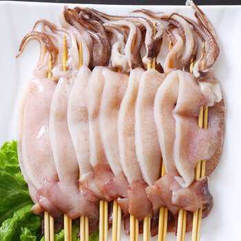 铁板烧烤大鱿鱼板串新鲜冷冻半成品鱿鱼海鲜火锅商用食材20串40串2