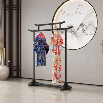 仿古新中式实木汉服衣帽架服装店婚纱礼服木质简易民宿酒楼橱窗架