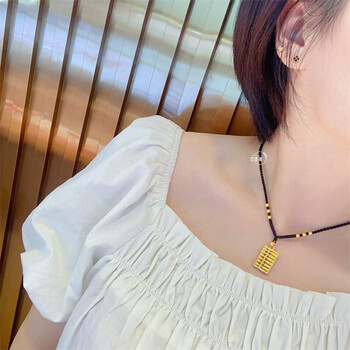 恋思潮黄金算盘吊坠3d硬金工艺编绳足金999如意算盘挂坠项链七夕送