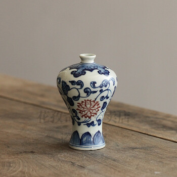 小花瓶迷你景德镇仿古釉下青花瓷手绘迷你水养花瓶功夫茶桌家用小摆件