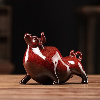 65656565优质好物创意陶瓷牛摆件十二生肖家居客厅桌面装饰