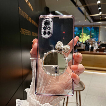 适用于荣耀v40轻奢手机壳5g新款蝴蝶结补妆镜子honorv40轻奢保护套