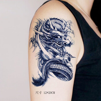 米季琳(mijilin)彩色青龙纹身贴防水纹身贴男持手臂龙纹身贴纸纹身贴