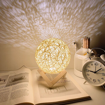 藤球灯氛围小夜灯卧室睡眠暖光女生床头灯插电款气氛创意睡觉灯米黄