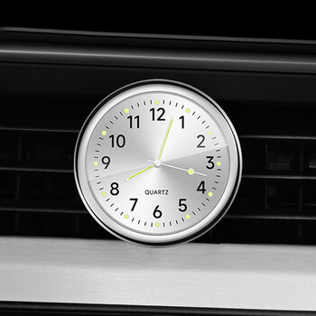 势凡车载表盘时钟夜光汽车高精度电子表高档车用 银色 出风口夹【图片