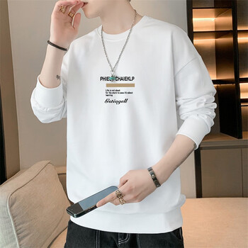 唐努乌新款卫衣男士休闲潮体恤男款印花时尚上衣 白色 M【85-100斤】