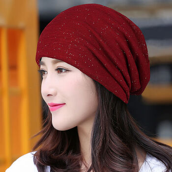斌可新款帽子女春夏百搭包头帽头巾帽亮星堆堆帽光头帽月子帽满天星酒