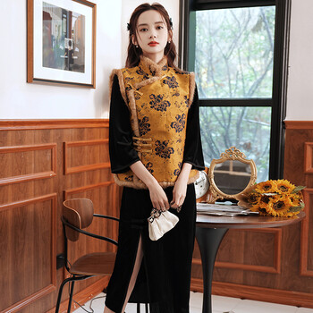 洱樱旗袍中国风秋冬款棉服改良外套上衣冬季少女日常可外搭中式织锦