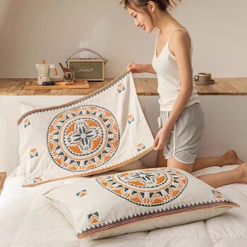 星寇北欧风四层棉纱布加厚枕巾2只装四季男女学生家用枕头巾 月亮神 70cm*50cm /1对2只装