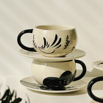 yaocai瑶彩原创咖啡杯拿铁精致陶瓷杯子杯碟套装l高颜值礼盒装下午茶