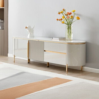 全友家居 轻奢岩板电视柜客厅高脚家具简约小户型收纳储物柜127810 加