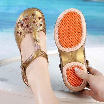 维布伦（VEBLEN）防滑洞洞鞋女款夏季外穿透气包头大码沙滩鞋女士防臭增高果冻鞋女 8105优雅金 38码