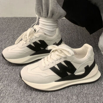 回力复古小白鞋子女2023冬季新款厚底老爹鞋ins潮百搭休闲运动鞋米黑