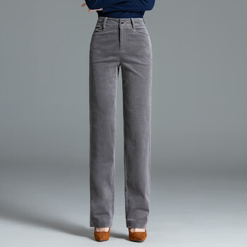 nightcat新款条绒裤女显瘦弹力灯芯绒裤女时尚直筒休闲裤女灰色26