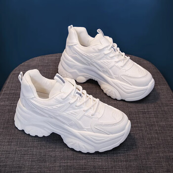 鞋柜(shoebox)达芙妮集团旗下厚底内增高老爹鞋女24春夏网面小白鞋显