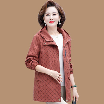 海梵鲸轻奢品牌妈妈春秋时尚风衣老年人女装洋气薄外套40岁中年妇女