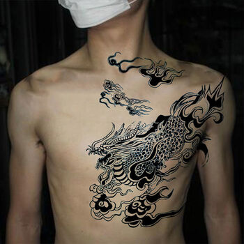 胸口麒麟纹身贴 盗墓笔记张起灵小哥同款 男女防水大图案贴纸 小哥