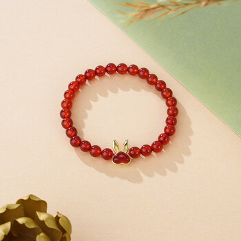 珥柒erqi红玛瑙玉髓手链女款相思豆转运红豆手串闺蜜送女友七夕礼物红