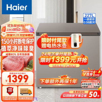 海尔（Haier）227升低霜家用商用冷藏柜冷冻柜小冰柜小型冷柜小冰箱海尔冰柜BC/BD-227GHPCD