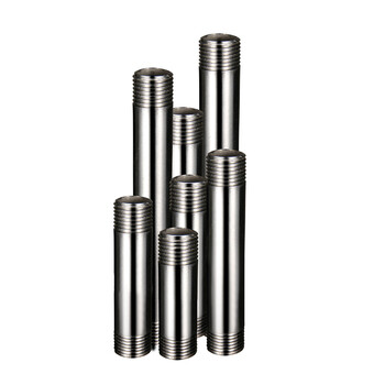 304不锈钢4分双外丝管件延长管加长对丝加厚无缝水管钢管接头家用304