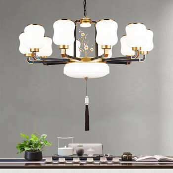 新中式吊灯客厅灯现代简约锌合金餐厅卧室书房灯复古中国风格家居装饰