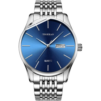 瑞士全自动机械表男士手表韩版防水双日历2022新款潮流学生男表07银钢